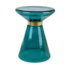 Coffee Table in Glass and Decor in Brass Plated Steel - Gabrio Viadurini