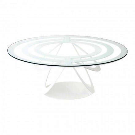 Coffee Table in Glass and White Iron or Slate Made in Italy - Olfeo Viadurini