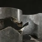 Tempered Glass Coffee Table with Fossil Stone Base - Jordan Viadurini