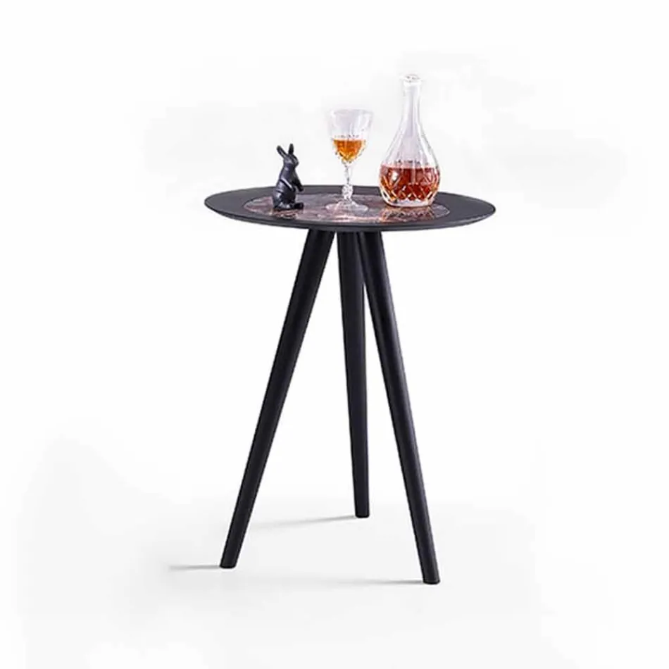 Modern Coffee Table with Round Top in Gres Made in Italy - Stuttgart Viadurini