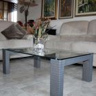 Modern Coffee Table in Crystal and Solid Wood Made in Italy - Narseo Viadurini
