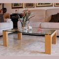 Modern Coffee Table in Crystal and Solid Wood Made in Italy - Narseo