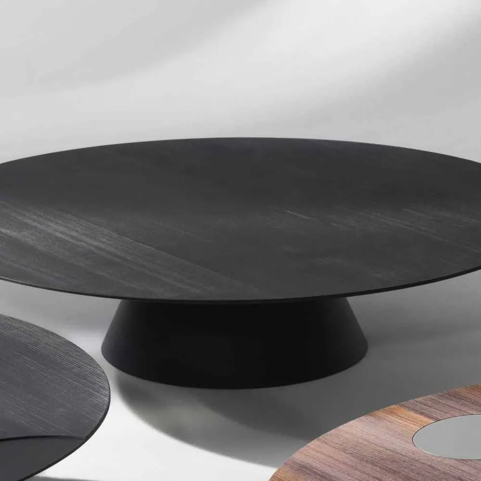Contemporary living room coffee table in black lacquered larch wood Lily Viadurini