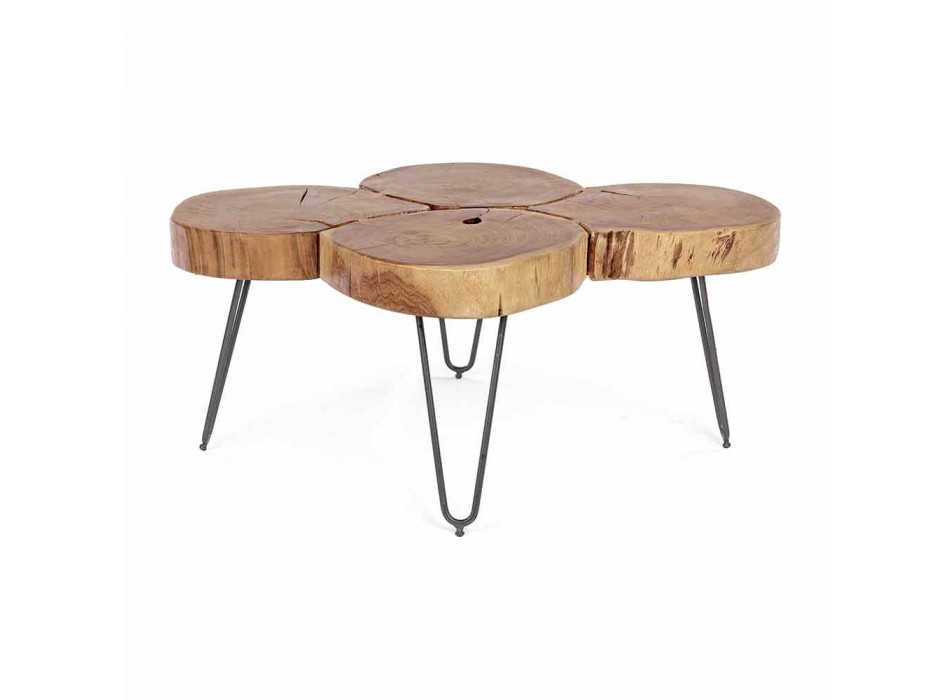 Homemotion Modern Coffee Table in Wood and Painted Steel - Severo Viadurini