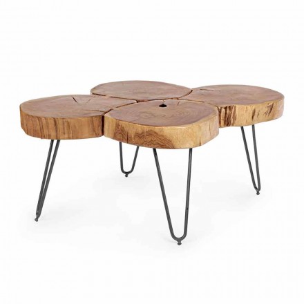 Homemotion Modern Coffee Table in Wood and Painted Steel - Severo Viadurini