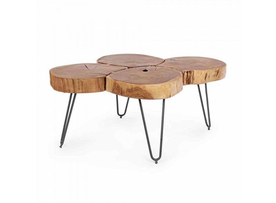Homemotion Modern Coffee Table in Wood and Painted Steel - Severo Viadurini