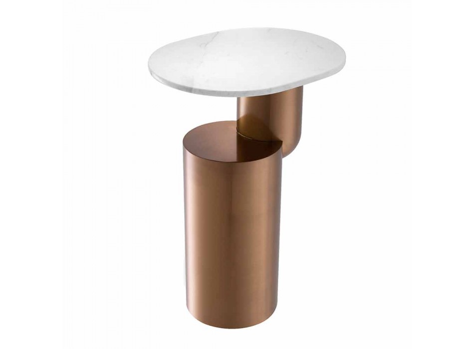 Modern Coffee Table in White Marble with Brass Finish Base - Cosenza Viadurini