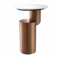 Modern Coffee Table in White Marble with Copper Finish Base - Cosenza