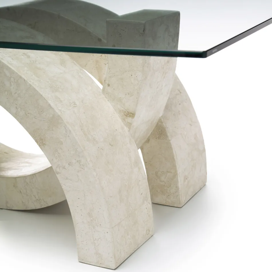Modern stone and glass coffee table - Austin Viadurini