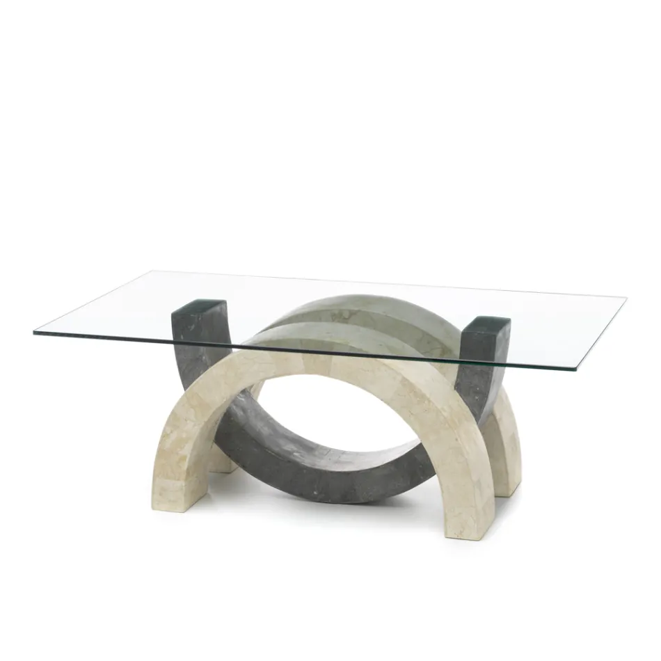 Modern stone and glass coffee table - Austin Viadurini
