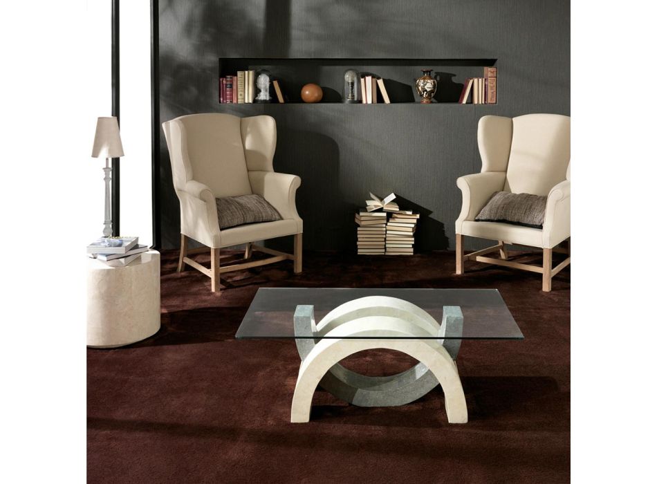 Modern stone and glass coffee table - Austin Viadurini