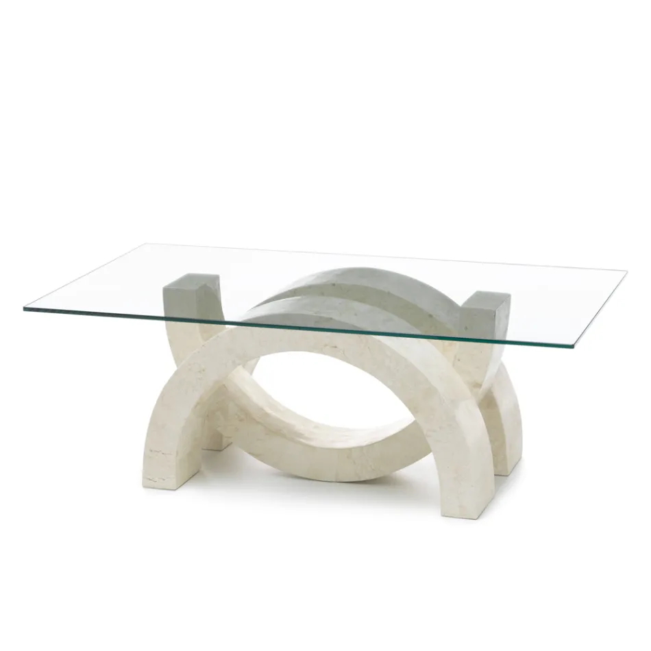 Modern stone and glass coffee table - Austin Viadurini