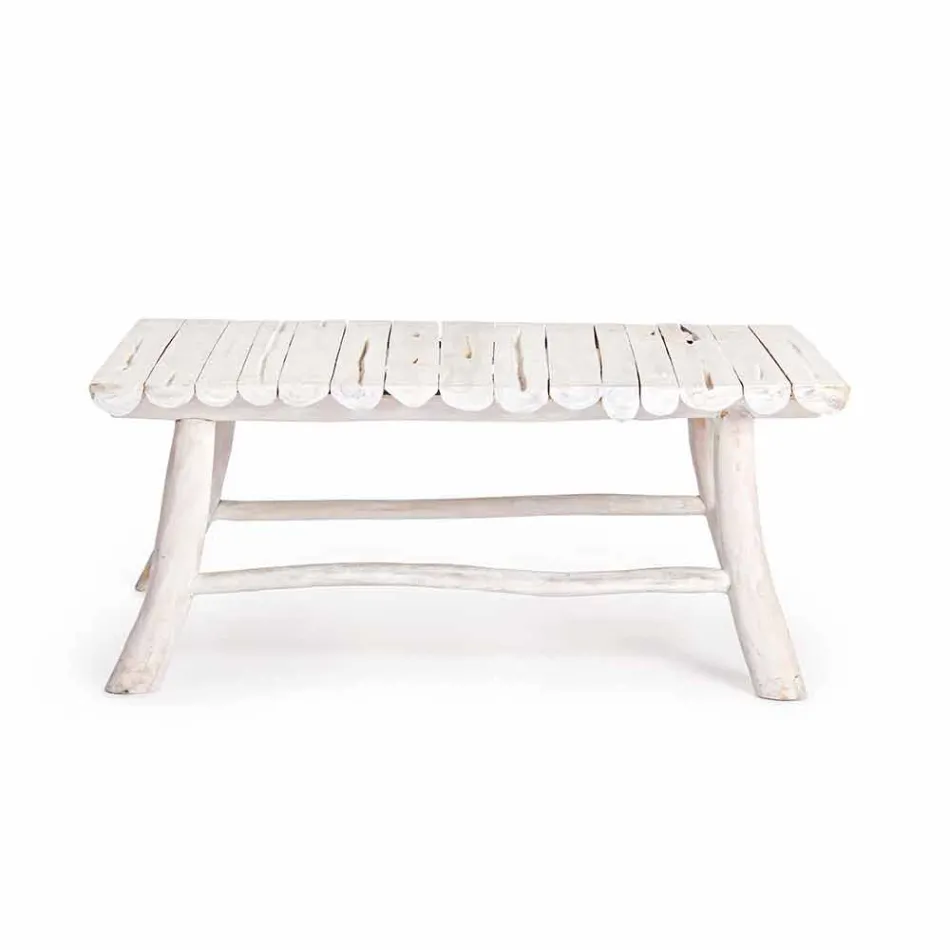 Homemotion Modern Coffee Table in Bleached Teak Branches - Bambo Viadurini