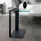 Modern Metal and Smoked or Clear Glass Coffee Table Made in Italy - Teilor Viadurini