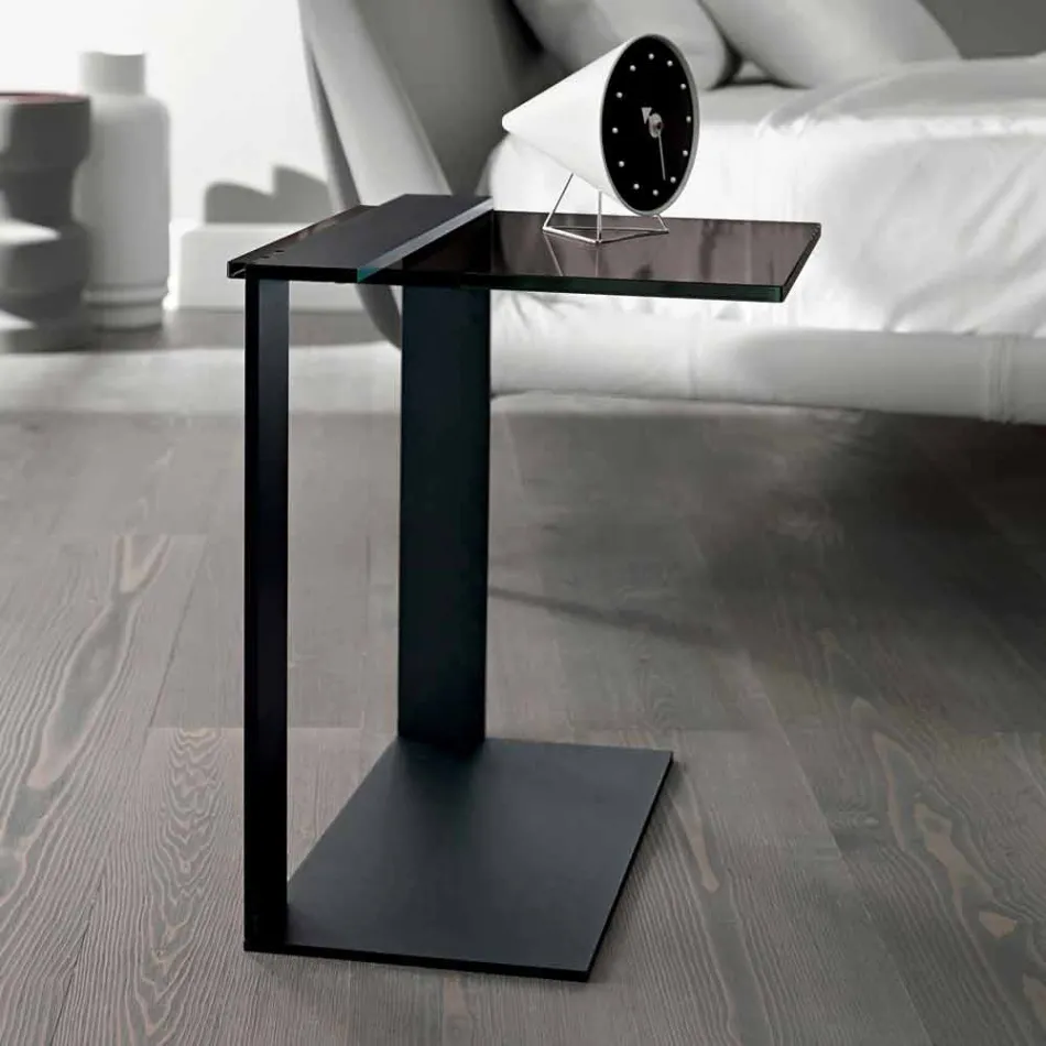 Modern Metal and Smoked or Clear Glass Coffee Table Made in Italy - Teilor Viadurini