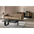 Modern Coffee Table with Smoked Glass Top and Metal Base Made in Italy - Scoby Viadurini