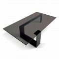 Modern Coffee Table with Smoked Glass Top and Metal Base Made in Italy - Scoby