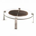 Oval coffee table Buck 1, with top made of glass/wood, modern design