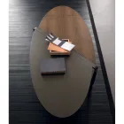 Oval Coffee Table in Metal and Two-Tone Wood Top - Comacchio Viadurini