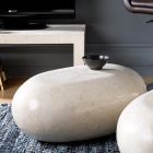 Oval Coffee Table in White Fossil Stone - Alfred Viadurini