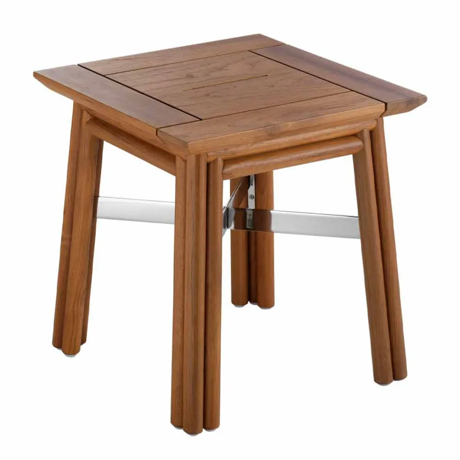 Outdoor Coffee Table in Natural or Black Wood, 2 Sizes - Suzana Viadurini