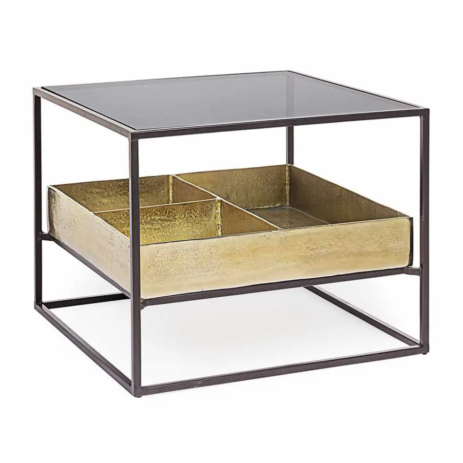 Homemotion Square Coffee Table with Glass Top - Sigismondo Viadurini