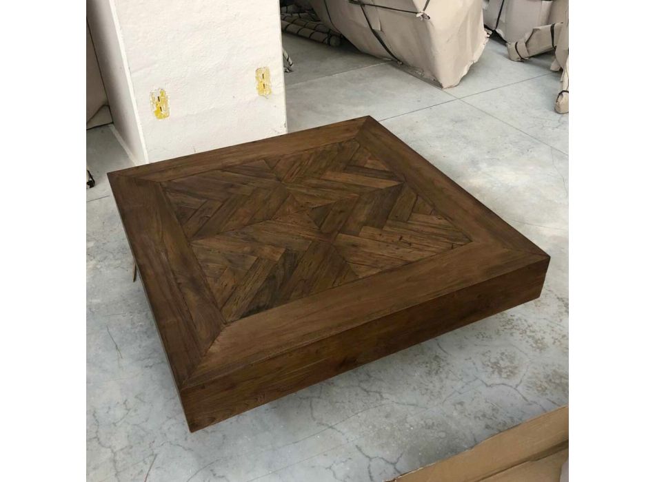 Square Coffee Table in Recycled Tropical Wood - Slide Viadurini