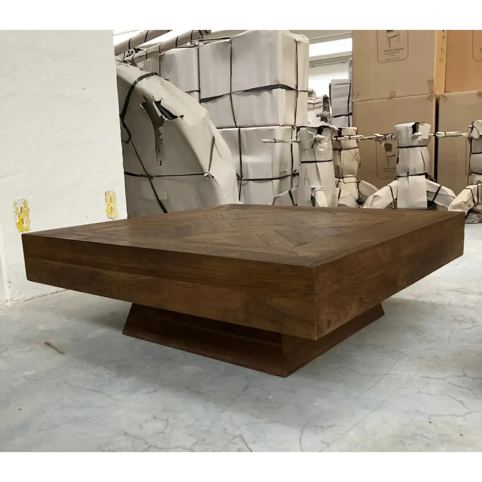 Square Coffee Table in Recycled Tropical Wood - Slide Viadurini