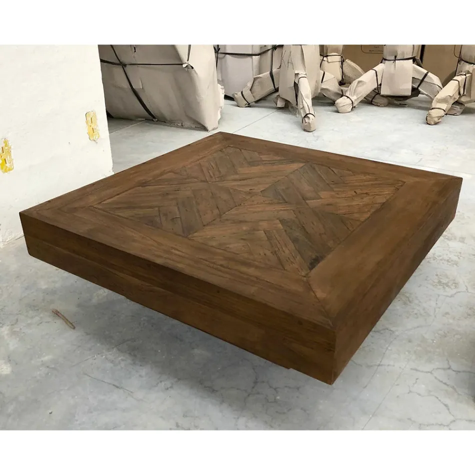 Square Coffee Table in Recycled Tropical Wood - Slide Viadurini