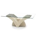 Rectangular Coffee Table with White Fossil Stone Base - Gardenia