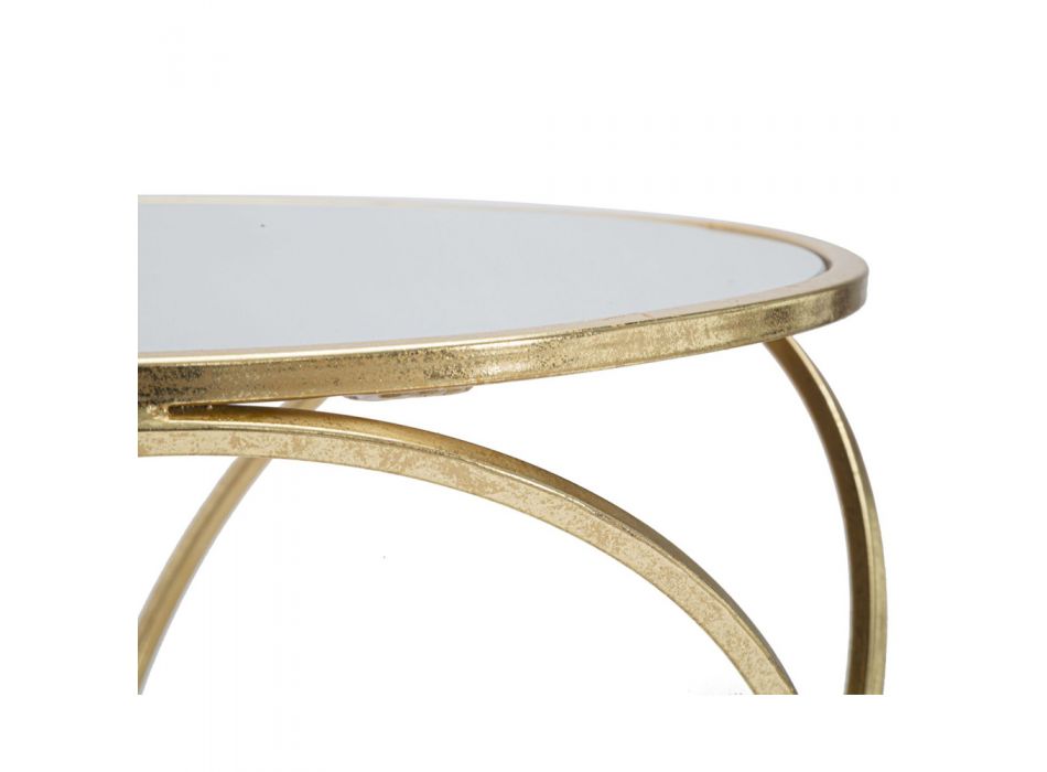 Round Coffee Table with Glass Top and Iron Base - Devon Viadurini