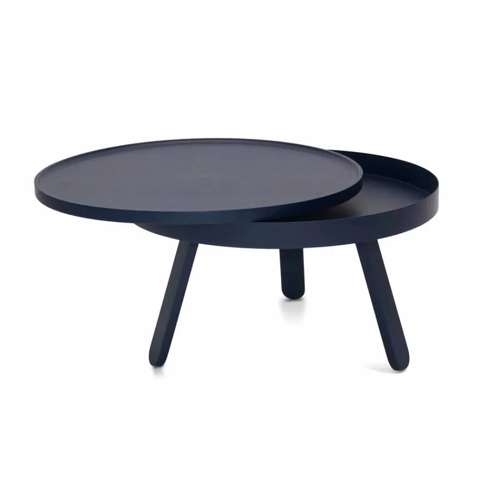 Round Design Coffee Table in Solid Wood and Metal - Salerno Viadurini