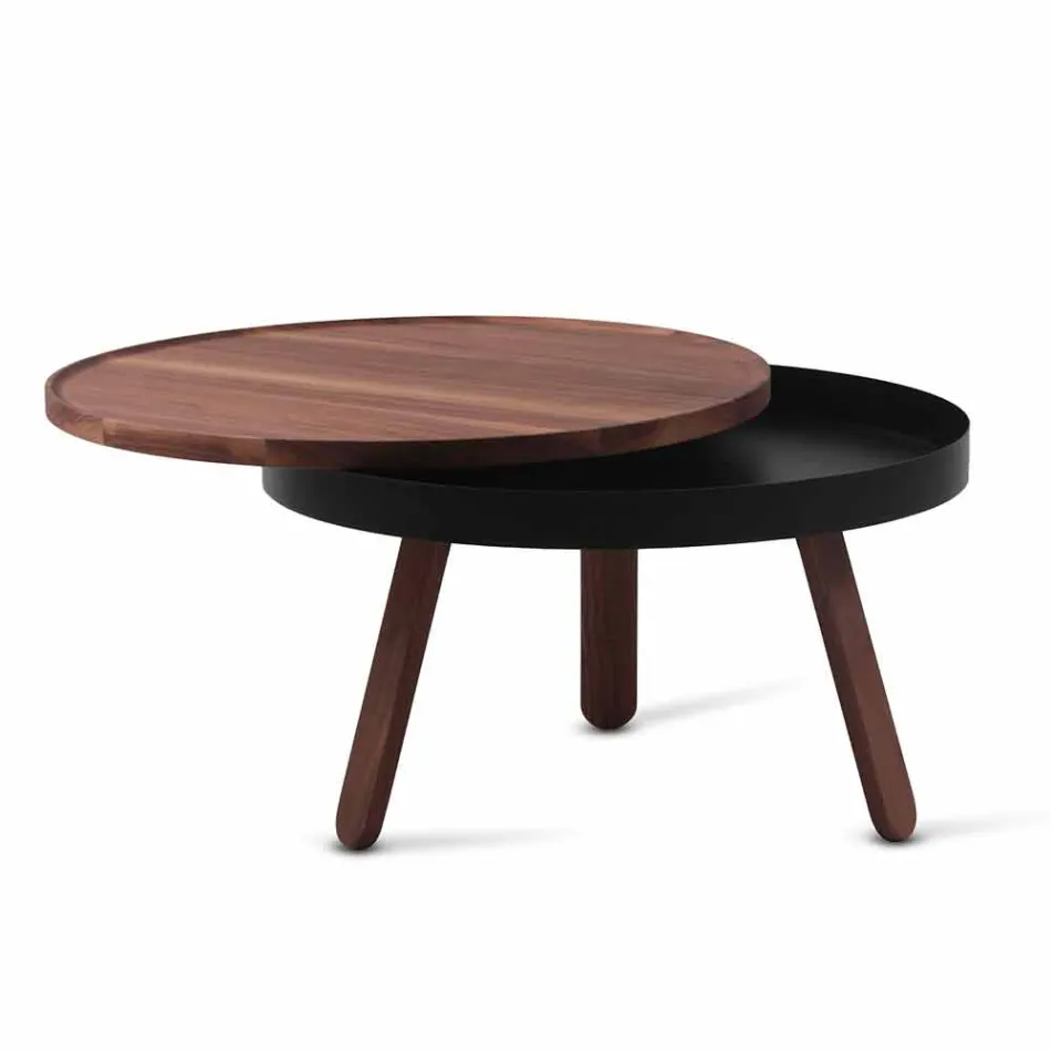 Round Design Coffee Table in Solid Wood and Metal - Salerno Viadurini