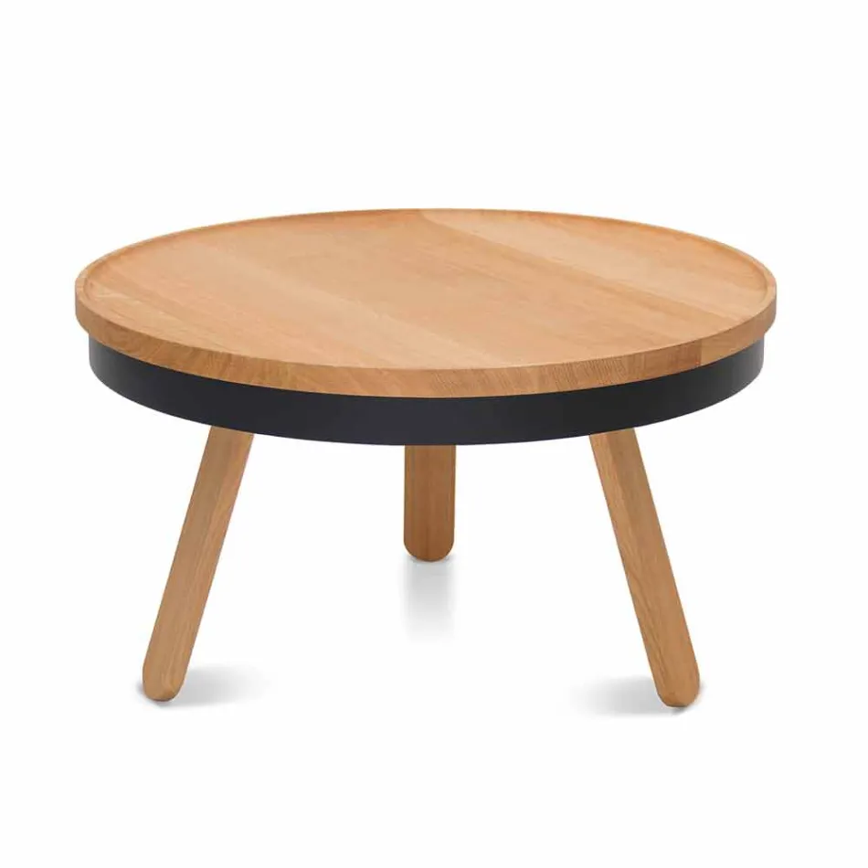 Round Design Coffee Table in Solid Wood and Metal - Salerno Viadurini