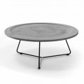 Round Coffee Table in Concrete and Black Metal Made in Italy - Evolve