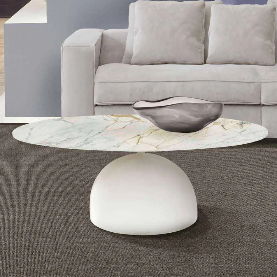 Round Coffee Table in Ceramic and Metal Made in Italy - Livigno Viadurini