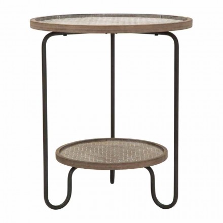Round Coffee Table in Iron and MDF of Modern Design - Luther Viadurini