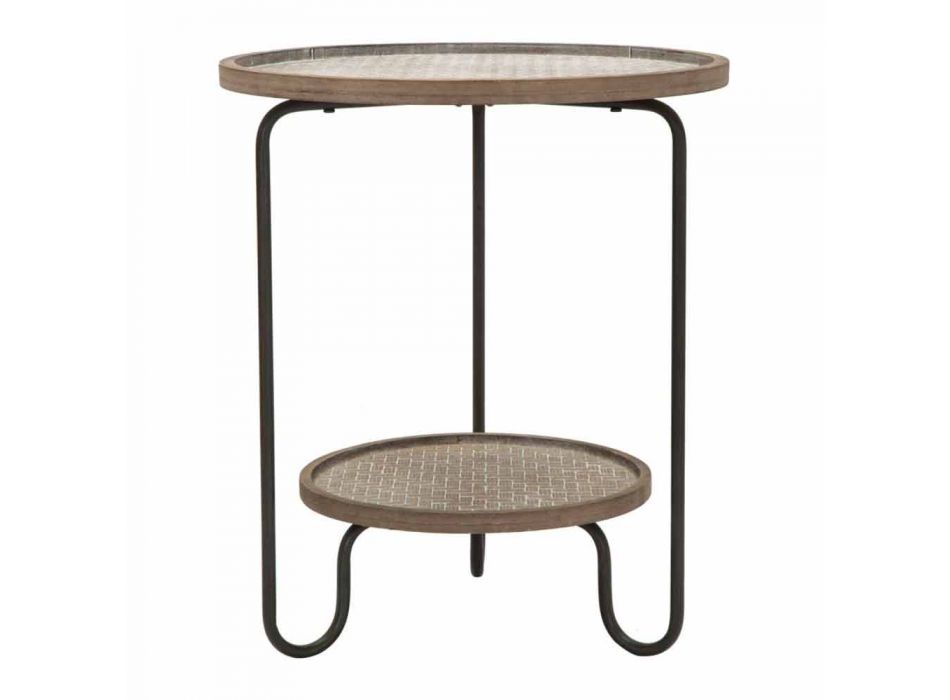 Round Coffee Table in Iron and MDF of Modern Design - Luther Viadurini