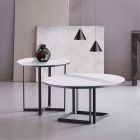 Round Coffee Table in Gres and Modern Metal Made in Italy - Albert Viadurini