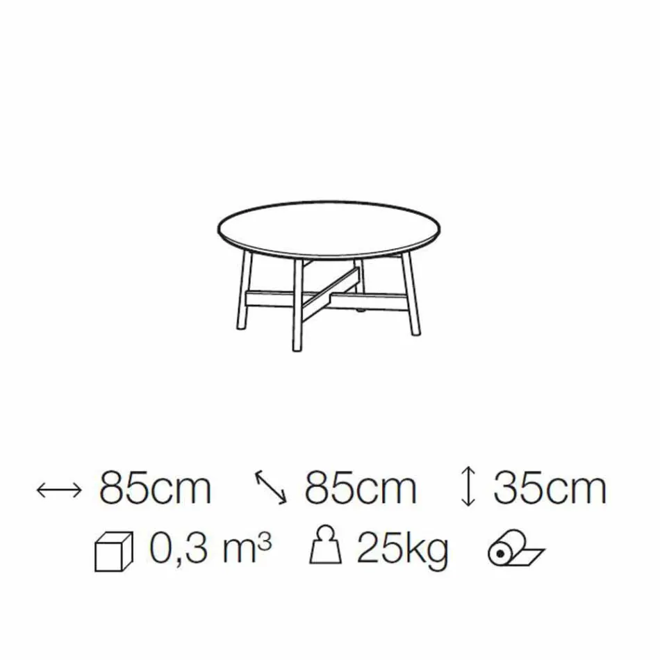 Round Coffee Table in Marble and Beech Wood Made in Italy - Daniela Viadurini