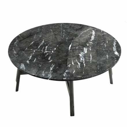 Round Coffee Table in Marble and Beech Wood Made in Italy - Daniela Viadurini