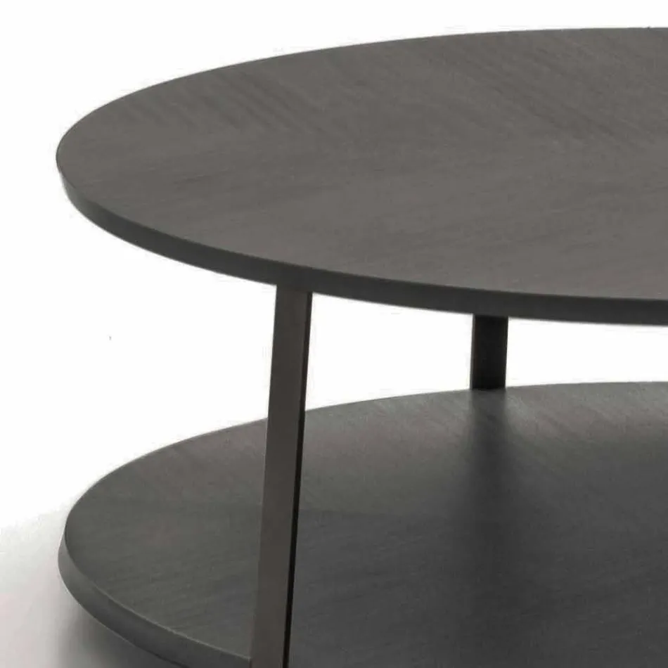 Round Coffee Table in Mdf with Metal Structure Made in Italy - Aloe Viadurini