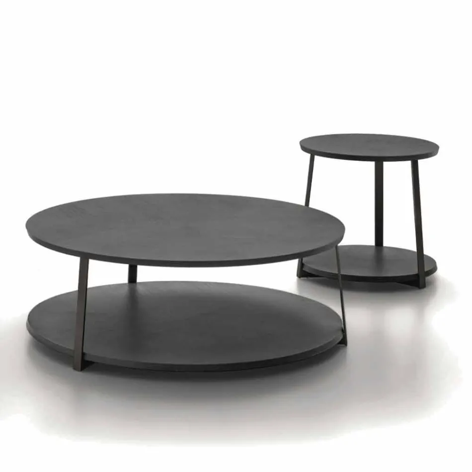 Round Coffee Table in Mdf with Metal Structure Made in Italy - Aloe Viadurini
