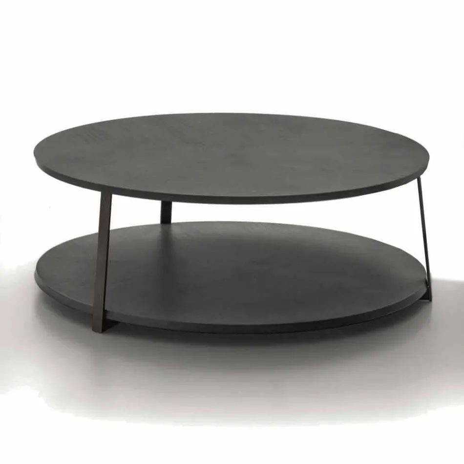 Round Coffee Table in Mdf with Metal Structure Made in Italy - Aloe Viadurini