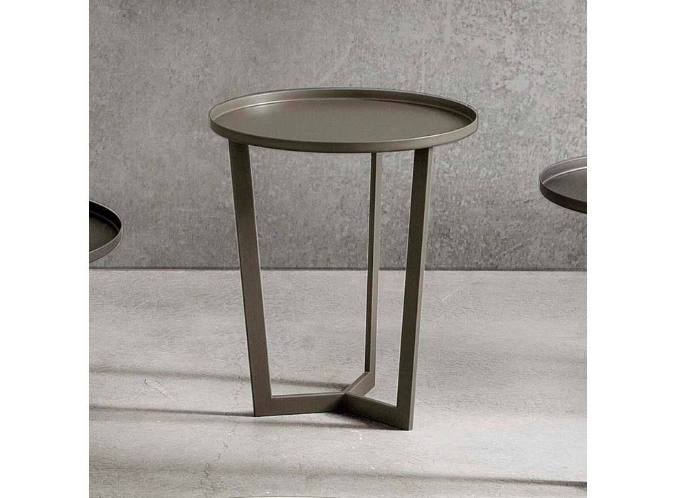 Luxury Round Coffee Table in Painted Metal Made in Italy - Mina Viadurini