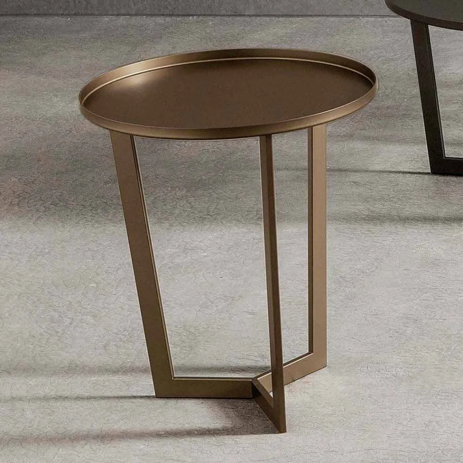 Luxury Round Coffee Table in Painted Metal Made in Italy - Mina Viadurini