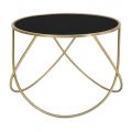 Golden Iron Coffee Table with Round Black Glass Top - Rebel