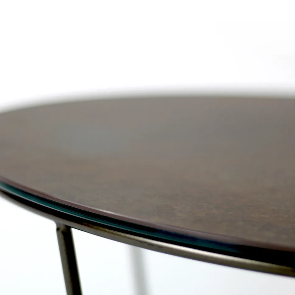 Round Coffee Table Made in Stoneware and Steel Made in Italy - Paini Viadurini