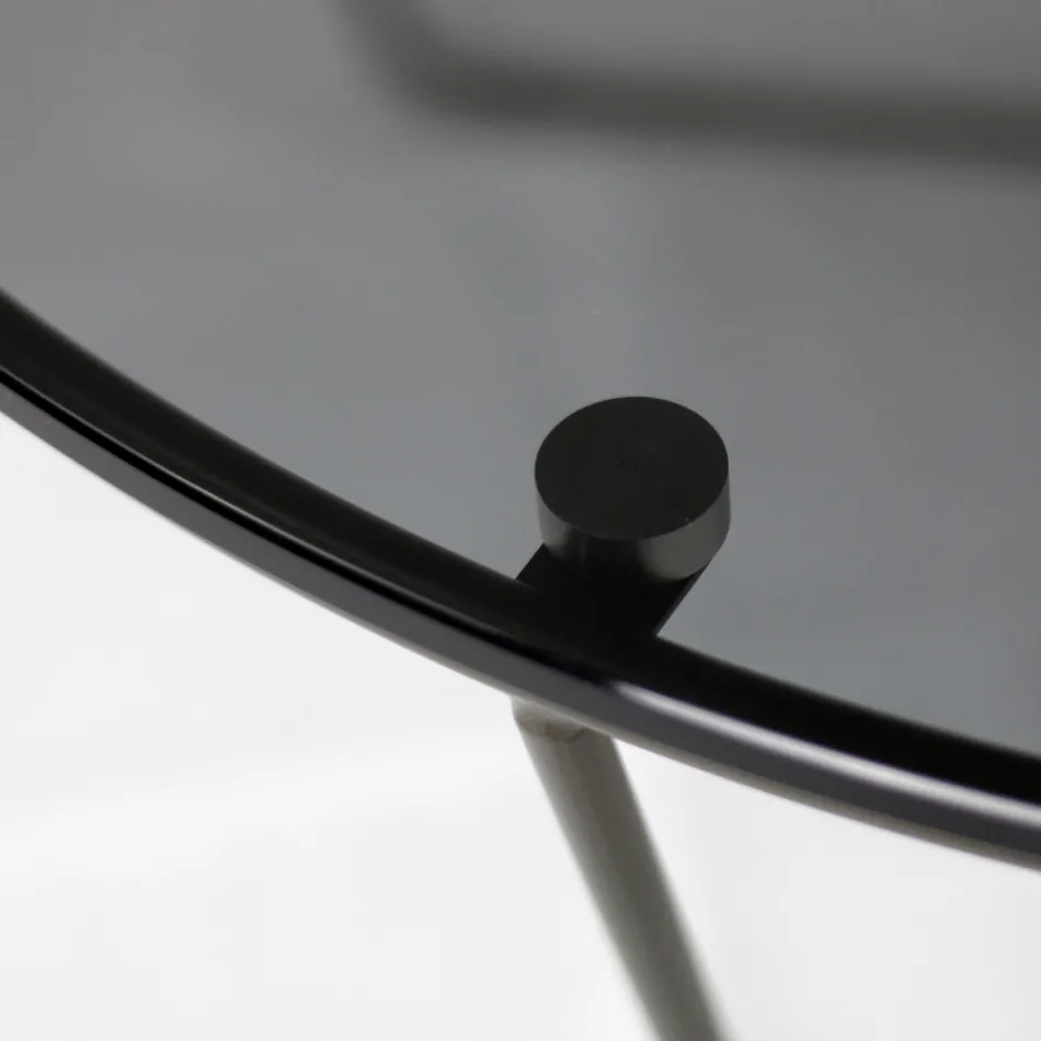 Round Coffee Table Made in Glass and Steel Made in Italy - Paini Viadurini