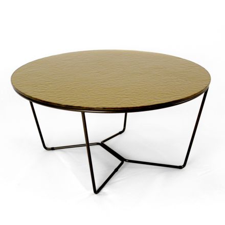 Round Coffee Table Made in Glass and Steel Made in Italy - Paini Viadurini